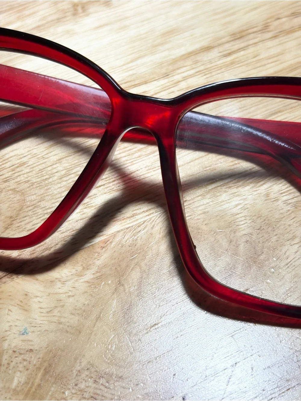 Cherry Red Glossy Translucent Cat Eye Fashion Glasses
